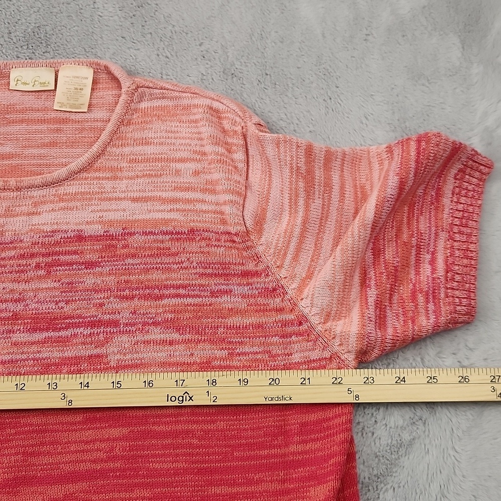 Bobbie Brooks Woman 18W 20W 100% Cotton Ombre Knit Sweater Pink Red Short Sleeve - Picture 5 of 6